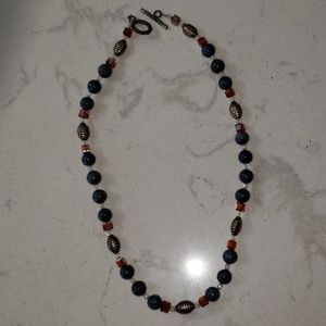 Necklace natural stone and Cristal with silver acc